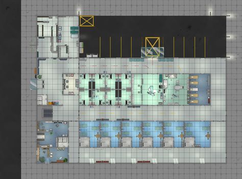 https://www.reddit.com/r/battlemaps/comments/12axcaa/modern_scifi_hospital_map/ Dnd Hospital Map, Hospital Battlemap, Hospital Rpg Map, Sci Fi Hospital, Zombie Rpg, Cyberpunk Dnd, Zombie Au, D20 Modern, Modern Hospital