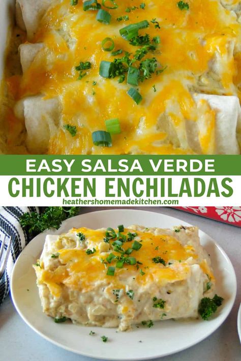 Make Ahead Enchiladas, Easy Salsa Verde, Verde Chicken Enchiladas, Salsa Verde Chicken Enchiladas, Chicken Enchiladas Verde, Hotdish Recipes, Verde Chicken, Vegetarian Casserole, Salsa Verde Chicken