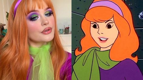 Halloween Tutorial Makeup, Scooby Doo Diy Costume, Jessie Halloween, Scooby Doo Daphne, Daphne Scooby Doo, Chihiro Cosplay, Daphne From Scooby Doo, Cartoon Halloween Costumes, Scooby Doo Costumes