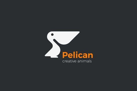 Logo Pelican Bird Silhouette Abstract Logo Template AI, EPS Pelican Logo, Logo Design Inspiration Sports, Logo Bird, Shoebill Stork, Biker Logo, Pelican Bird, Expert Logo, Designer Branding, Modern Minimalist Logo