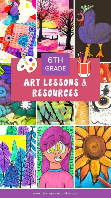 Art projects for Sixth grade students including painting, drawing, color, and paper crafts. Perfect for the classroom or art at home! Children in 6th grade (age 11) are more likely to do more "advanced" work such as detailed line work and shading. They are capable of most form-based projects, especially ceramics. 📌 Follow Deep Space Sparkle on Pinterest for more art projects, teacher inspiration, and art room resources! 6th Grade Art Lessons, Line Art Projects, Art Club Projects, Homeschool Art Projects, Creative Art Projects, Elementary Art Rooms, 7th Grade Art, Deep Space Sparkle, Elementary School Art