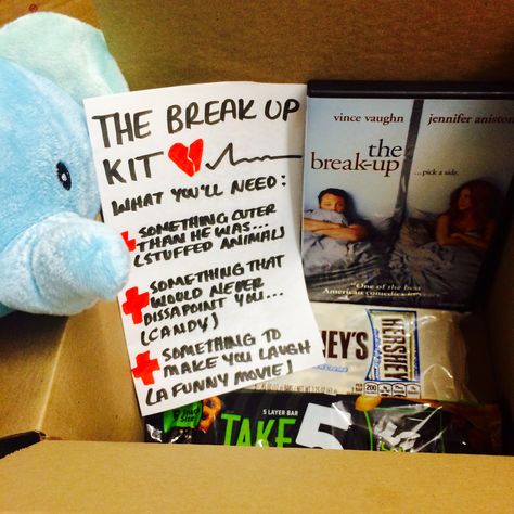 💔The Break Up Kit💔 Pinterest: @psilovvyou Breakup Baskets Friends, Breakup Gift Ideas, Break Up Kit, Breakup Survival Kit Friends Gift Ideas, Break Up Gift Basket, Breakup Kit For Best Friend, Break Up Package Friends, Break Up Kit For Best Friend, Break Up Care Package Ideas Friends