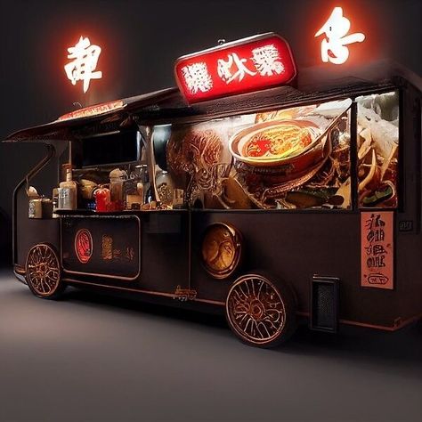 Chinese Food Truck, Ramen Food Truck, Asian Food Truck, Tokyo Ramen, Ramen House, Ramen Food, Golden Bowl, Vendor Booth Ideas, Food Truck Design