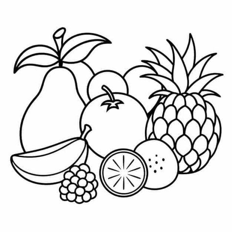 Fruits Drawing Easy, Drawing For Colouring, Fruits Colouring, Fruits Coloring Pages, Fruit Drawing, Lined Writing Paper, Embroidery Stitches Beginner, Fruit Coloring Pages, Fruits Drawing