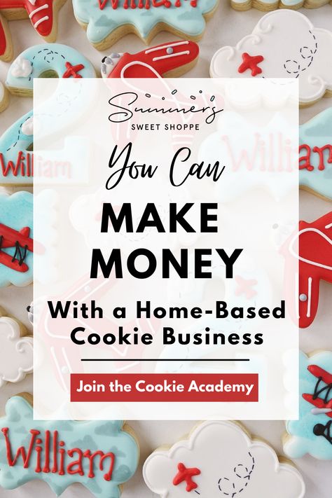 Are you looking for a fun and creative side hustle? Over the past 10 years, I’ve mastered the art of cookie decorating and I want to teach you how you can start your own home-based cookie business. Whether you want to make cookies for your kids or pick up a new hobby, learning to decorate cookies can be fun, rewarding and enjoyable. Learn the best sugar cookie tips and tricks by heading to the link and enrolling in the Cookie Academy. Cut out cookies | cookie class | decorated sugar cookies Learn How To Decorate Cookies, Learning To Decorate Cookies, How To Start Cookie Decorating, Supplies For Cookie Decorating, How To Sell Cookies Online, How To Make Designer Cookies, How To Decorate Cookies Like A Pro, Home Cookie Business, How To Make Professional Sugar Cookies