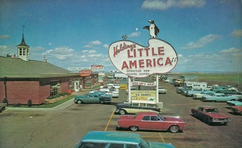 Little America, Wyoming, 1960s Lizzy Grant Summer, Americana Coquette, Volkswagen Cabriolet, Motor Lodge, Americana Aesthetic, Old America, Cheyenne Wyoming, Old Gas Stations, Cocktail Lounge