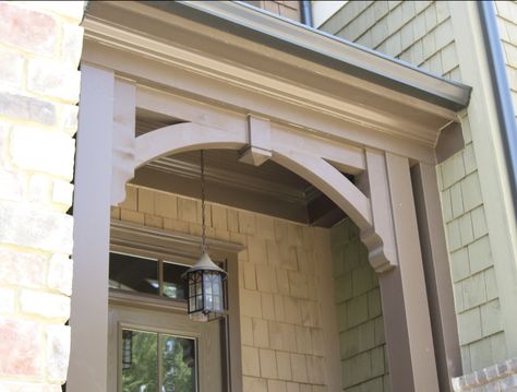 Old House Journal Magazine Porch Corbels, Cedar Corbels, Corbels Exterior, Cedar Gazebo, Bracket Ideas, Porch Trim, Front Porch Posts, Door Overhang, Porch Brackets