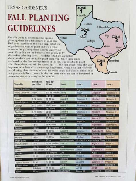 North Texas Gardening | Hello! 

Handy schedule for the upcoming fall gardens. 

Compliments of Texas Gardener Magazine | Facebook North Texas Gardening, Fall Garden Planting, Fall Gardens, Texas Gardening, San Angelo, Home Garden Plants, Zone 2, Fall Garden, Fall Plants