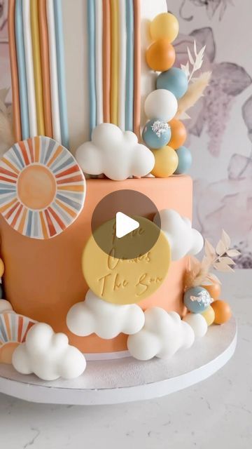 There Should Always Be Cake on Instagram: "Here Comes The Son Celebration Cake #babyshower #sprinklecake #herecomestheson #herecomesthesoncookies #herecomesthesonbabyshower #herecomesthesoncake #thereshouldalwaysbecake" Here Comes The Sun Diaper Cake, Here Comes The Sun Cake Ideas, Here Comes The Son Diaper Cake, Here Comes The Son Baby Shower Cake, Here Comes The Sun Cake, Sunshine Baby Shower Cake, Here Comes The Son Cake, Here Comes The Sun Baby Shower Theme, Here Comes The Son Baby Shower Theme