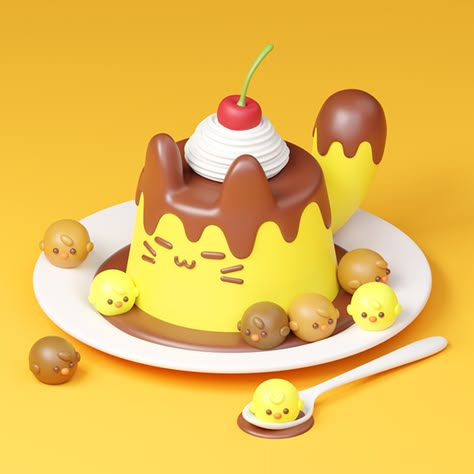 Cute Food illustrations on Behance Kawaii Ideas, Blender Ideas, Art Toys Design, 3d Blender, Healthy Sweet Treats, 3d Ideas, Cute Food Drawings, 3d Video, Motion Design Animation