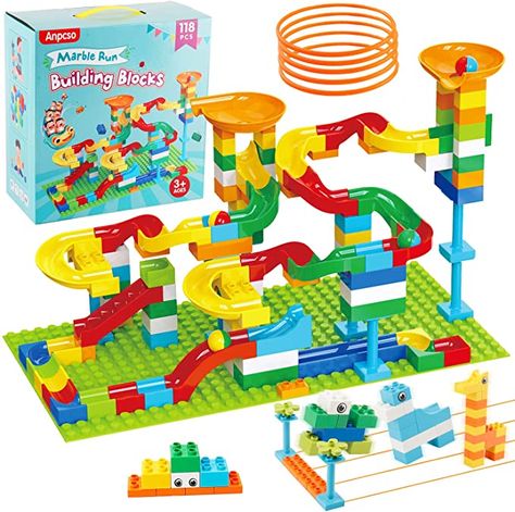 Amazon.com: Marble Run Building Blocks, Classic Big Blocks for Kids STEM Toy Bricks Set, Marble Maze Building Toys Compatible with All Major Brands Building Brick Gift for Kids Boys Girls Toddler Age 3,4,5,6,7,8+ : Toys & Games Magnatiles Marble Run, Play Dough Marble Run, Lego Marble Maze, Lego Marble Run, Lego Gift Sets Walmart, Marble Maze, Building Toys For Kids, Ring Toss Game, Kids Blocks