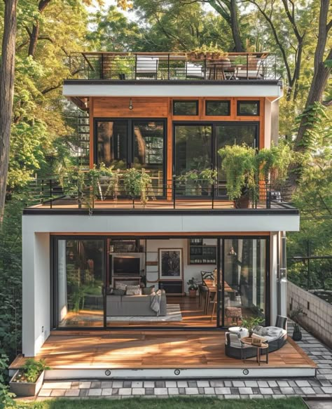 Open Airy Home, Tiny Modern House Exterior, Contemporary Tiny House, Small Modern House Exterior, Ometepe, Taman Air, Tiny House Luxury, Rest House, Casa Vintage