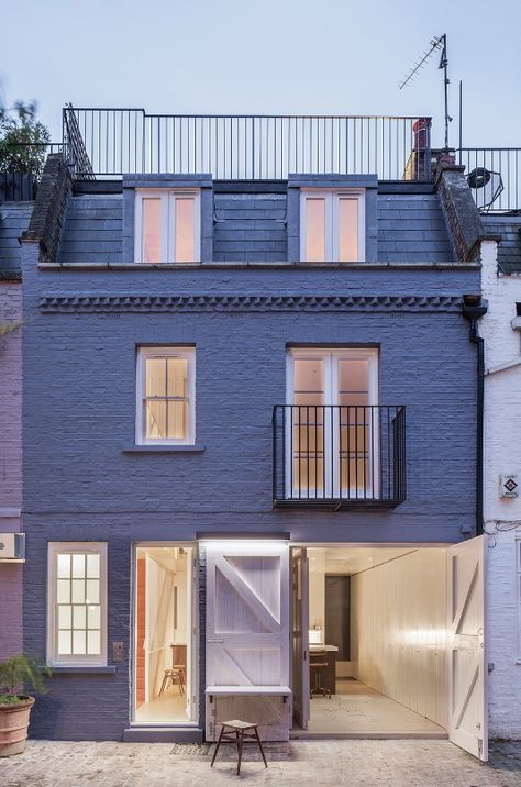 St Luke’s Mews house, London by Jonathan Tuckey Design | Technical | Building Design Painted Houses, Concrete Staircase, Mews House, Carriage House, Brickwork, Architecture Firm, Residential Architecture, Amazing Architecture, Building Design