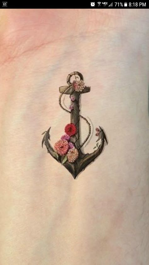 Anchor and flowers Feminine Anchor Tattoo Flowers, Anchor Tattoos For Couples, Anchor Tattoos For Women Flowers, Anchor With Flowers Tattoo, Small Anchor Tattoos For Women, Vintage Anchor Tattoo, Honeymoon Tattoo, Ecg Tattoo, Luke Tattoo