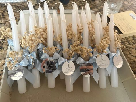 Personalize Baptism Candles Candle size is 10inches Baptism Candle Decoration, Babtizim Ideas, Baby Blessing Party, Baptismal Candle, Bautizo Ideas, Confirmation Party, Boys First Communion, First Communion Decorations, Communion Decorations