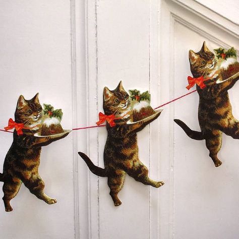 Cat Garland, Pyjamas Party, Christmas Inspo, Christmas Cat, Victorian Christmas, Disco Party, Garland Decor, Merry Little Christmas, Father Christmas