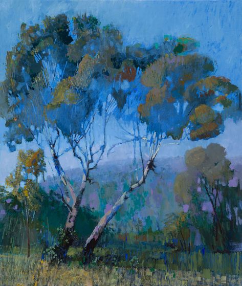 Grey Autumn, Gum Tree, Early Evening, Melbourne Victoria, Landscape Illustration, Plein Air Paintings, Casual Cardigans, Traditional Paintings, Loose Sweater