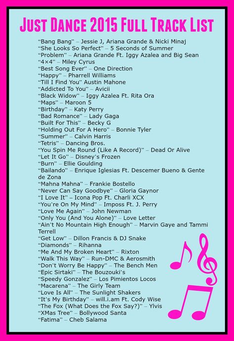 Just Dance 2015 full track list via @noguiltlife #justdance2015 Just Dance Song, Problem Ariana, She Looks So Perfect, Dance Songs, Jessie J, Best Song Ever, Addicted To You, Iggy Azalea, Song List