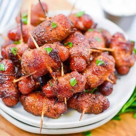 Keto Lil Smokies - That Low Carb Life Keto Lil Smokies, Bacon Wrapped Lil Smokies, Lil Smokies Recipes, Smokies Recipe, Lil Smokies, Keto Bacon, Low Carb Life, Keto Recipe, Bacon Wrapped