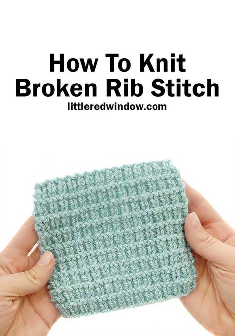 This broken rib stitch knitting pattern is a fun twist on classic stitches and it's quick & easy to learn! Broken Rib Stitch Knitting, Knit Stitches For Beginners, Unique Knitting Patterns, Rib Stitch Knitting, Stranded Knitting Patterns, Stitch Knitting Pattern, Knitting Pattern Easy, Broken Ribs, Advanced Knitting