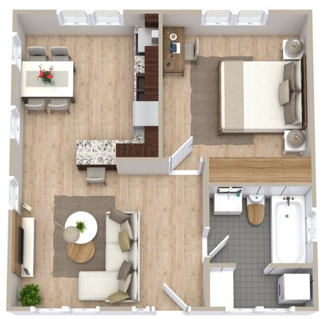 Tiny House Floor Plan, Small House Floor Plan, Small Apartment Plans, Studio Apartment Floor Plans, Small House Blueprints, Small House Layout, Tiny House Layout, Small Apartment Design, Casas The Sims 4