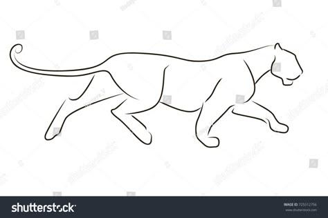 Panther Doodle, Leopard Line Art, Puma Tattoo, Cougar Art, Cheetah Tattoo, Leopard Drawing, Cat Tattoo Ideas, Running Tattoo, Jaguar Tattoo