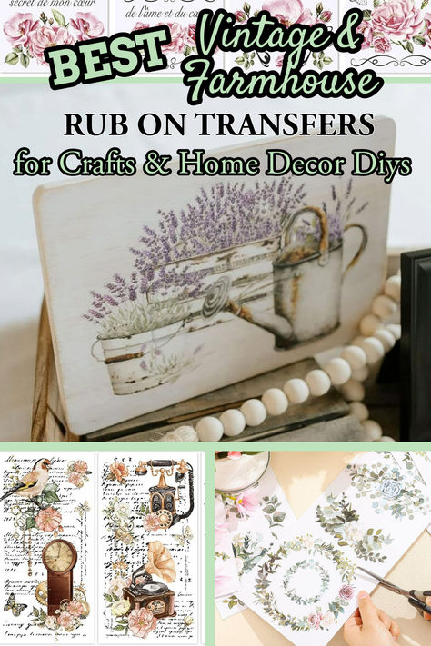 Rub on transfers are the easiest way to make crafts and diy projects fun and fast! Check out this list of the best vintage and farmhouse rub on transfers that you can use for home decor diys. Make diy projects at home with the best farmhouse and vintage rub on transfers. diy projects, home decor crafts, vintage diys, farmhouse decor, vintage decor, rub on transfers, diy transfers, diy decor. Crafts Vintage, Best Farmhouse, Rub On Transfers, Home Decor Crafts, Crafts And Diy, Crafts Home, Diy Picture, Diy House Projects, Stenciling