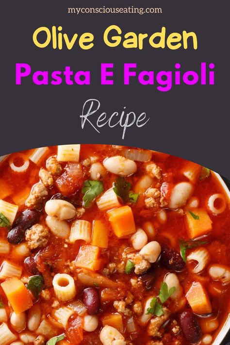 Pasta e fagioli with a serving spoon Pasta And Fagioli Soup, Pasta Bean Soup, Pasta De Figoli Olive Garden, Olive Garden Soup Fagioli, Olive Garden Pasta E Fagioli Soup, Pasta Fazul Recipe, Olive Garden Soup Recipes, Broth Beans, Copycat Olive Garden Pasta Fagioli