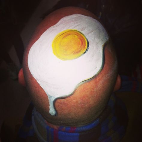 Www.crystalooneys.com Bald egg head! Lol Bald Head Face Paint, Head Painting Bald, Bald Head Painting, Bald Costume Ideas, Bald Person, Egg Head, Face Painting Tips, Head Painting, Face Paint Ideas