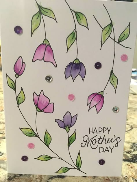 Watercolor Art Mothers Day, Mothers Day Card Drawing Ideas, Mothers Day Cards Handmade Easy, Mothers Day Cards Watercolor Simple, Mother’s Day Card Drawing, Easy Watercolor Mothers Day Card, Watercolor Mother’s Day Card Ideas, Mothers Day Cards Drawing, Mothers Day Watercolor Cards