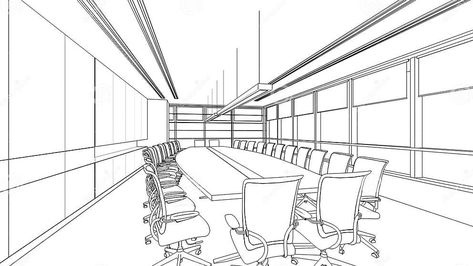 Outline Sketch of a Interior Meeting Room Stock Illustration - Illustration of room, graphic: 44410398 Meeting Room Concept Art, Photography Room, Art Wolf, Board Room, Interior Design Sketches, Perspective Drawing, Waiting Rooms, School Art, Meeting Room