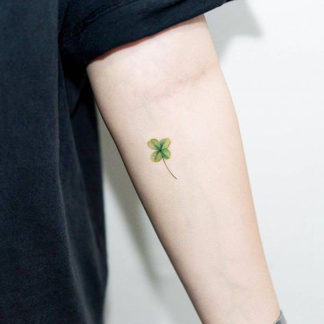 Micro-realistic four leaf clover tattoo on the inner Realistic Clover Tattoo, Four Leaves Clover Tattoo, Clover Leaf Tattoo, Leaf Clover Tattoo, Four Leaf Clover Tattoo, Charm Tattoo, Clover Tattoo, Clover Tattoos, Inner Forearm