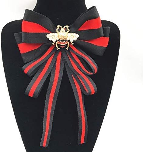 Amazon.com: Beatfull Bees Rhinestone Crystal Bow tie Brooch for Women Wedding Party Bow Tie Women/Men Ribbon Pre Tied Neck Tie Adustable bee Brooch Pin Clip for Christmas New Year (Long+red+black/SR116) Ribbon Brooch, Bee Pin, Fabric Brooch, Tie For Women, Bow Brooch, Black Bow Tie, Bee Brooch, Bow Tie Collar, Wedding Brooch