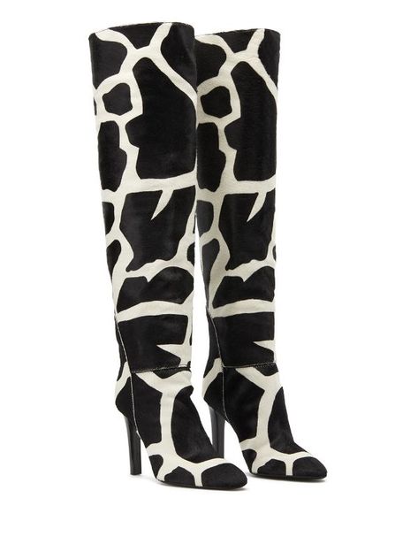 White Giraffe, Fiercely Feminine, High Boots Outfit, Print Boots, Womens Designer Boots, Giuseppe Zanotti Shoes, Pointed Toe Boots, Boot Print, Giraffe Print