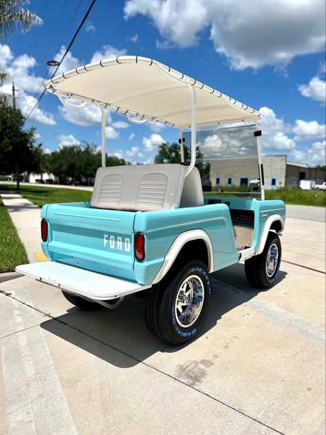 Bronco Golf Cart, Golf Cart Body Kits, Gem Cars, Golf Cart Bodies, Bronco Car, Custom Golf Carts, Cart Ideas, Dream Cars Jeep, Custom Golf