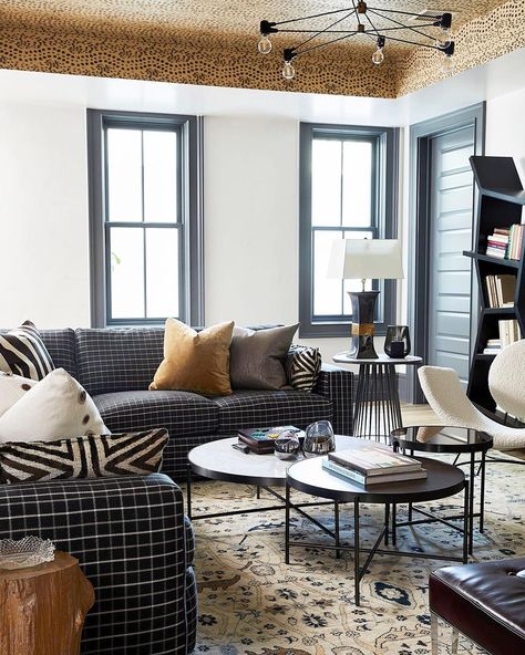 Alice Lane Interior Design on Instagram: “The use of pattern is one of our favorite ways to create a personality and evoke a mood in a space. In the basement family room of Tiger…” Alice Lane, Modern Remodel, Farmhouse Style Living Room, Basement Family Room, Tiger Oak, Elegant Living Room, Rustic Living, The Basement, Rustic Living Room