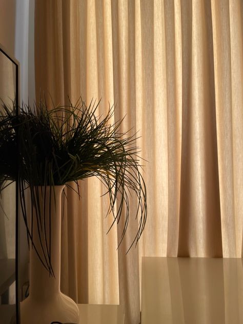 Cream Curtains Bedroom, Curtains Bedroom Aesthetic, Beige Room, Cream Curtains, Window Curtains Bedroom, Beige Curtains, Ikea Curtains, Plain Curtains, Home Cozy