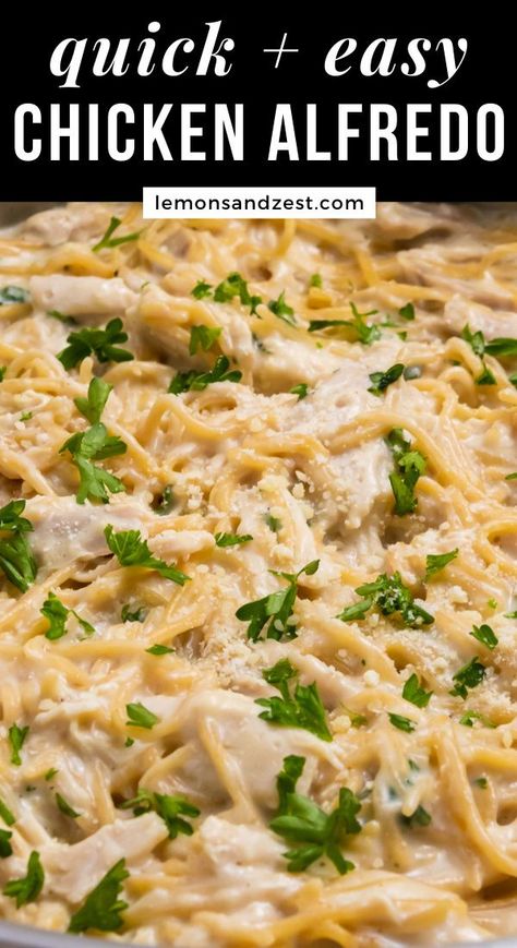 Easy Chicken Alfredo Recipe, One Pot Chicken Alfredo, Lemon Zest Recipes, Simple Chicken Alfredo Recipe, Easy Chicken Alfredo, Alfredo Recipes, Chicken Alfredo Recipe, Boiled Chicken Recipes, Chicken Alfredo Recipes