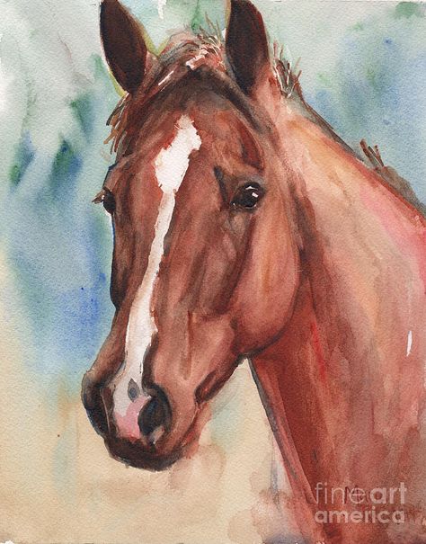 Farm Animal Paintings, Watercolor Horse Painting, Horse Art Drawing, Horse Paintings, Equine Portraits, Horse Sketch, Red Horse, Custom Pet Art, Horse Artwork