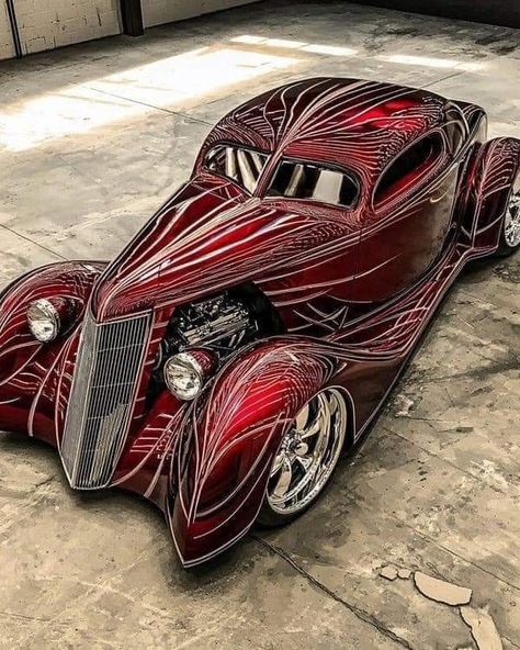 Hot Rod Autos, Futuristic Cars Concept, Skull Motorcycle, Concept Cars Vintage, Art Deco Car, Pinstripe Art, Hot Rods Cars Muscle, Cool Old Cars, Custom Cars Paint