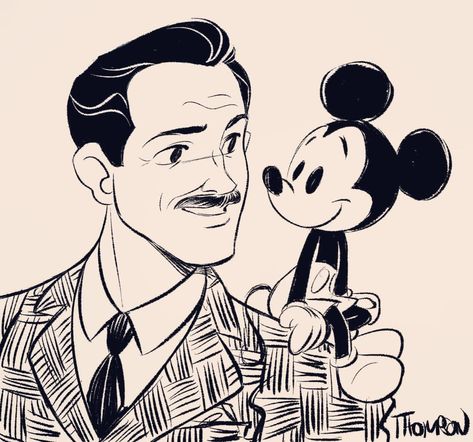 22.5k Likes, 130 Comments - Steven Thompson (@sthompsonart) on Instagram: “Walt and Mickey. #sthompsonart #waltdisney #mickeymouse ✨⭐️🎨⭐️✨” Best Disney Animated Movies, Steven Thompson, Disney Mignon, Walter Elias Disney, Animation Disney, Disney Animated Movies, Mickey Mouse Art, Disney Artwork, Disney Sketches