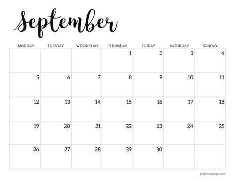 September 2022 Monday start free printable calendar page. A black and white basic Monday start calendar to print for free. September Calendar Printable, Studie Hacks, Paper Trail Design, Printable Calendar Pages, Free Printable Calendar Templates, February Calendar, September Calendar, Trail Design, Monthly Calendar Template