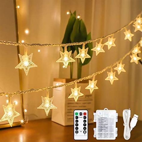 Star String Lights, Hiasan Bilik Tidur, Christmas Lamp, Battery String Lights, Led Fairy Lights, Wire Lights, Snowflake Decorations, Christmas String Lights, Light Garland