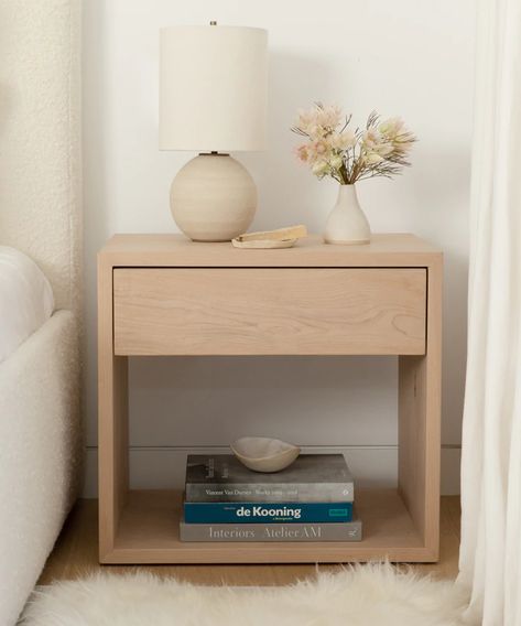 Nightstand Oak, White Oak Nightstand, Jenni Kayne Home, Bedroom Furniture Ideas, Oak Nightstand, Inspired Bedroom, Furniture Dimensions, Oak Bedroom, At Home Furniture Store