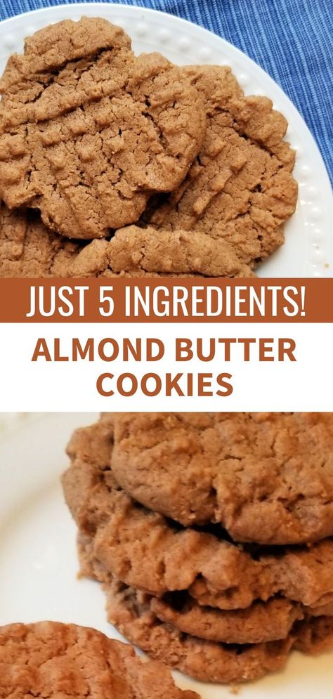 Perfect for kids who can't have peanut butter cookies--we make these easy Almond Butter Cookies instead! Just 5 ingredients for this simple cookie recipe, though you can add chocolate chips if you prefer. Bake a batch of almond butter cookies for afterschool snacks and for kids' lunchboxes. Almond Butter Protein Cookies, Almond Butter Recipe Desserts, Almond Butter Cookies Recipe, Almond Butter Recipe Snacks, Afterschool Snacks, Almond Butter Cookie Recipe, Simple Cookie Recipe, Nut Butter Cookies, Almond Snack