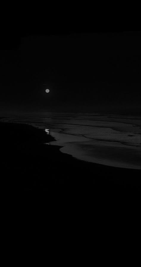 The Beach At Night, Beach At Night, The Ocean, At Night, The Beach, Moon, Black And White, Water, White