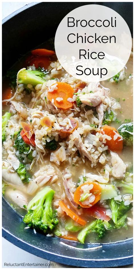 COMFORT Broccoli Chicken Rice Soup Broccoli Chicken Rice, Best Broccoli, Chicken Broccoli Rice, Broccoli Soup Recipes, Broccoli Chicken, Night Recipes, Chicken Rice Soup, Healthy School, Broccoli Cheese Soup