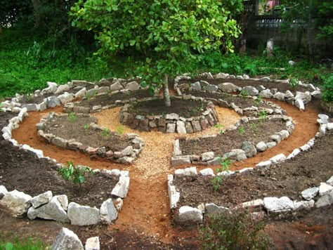 Circular Garden Design, Circular Garden, Raised Herb Garden, Labyrinth Garden, Small Herb Gardens, Raised Vegetable Gardens, Backyard Garden Layout, Herb Garden Design, Potager Garden