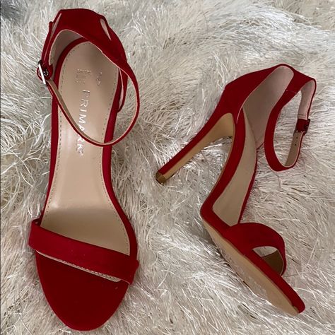 Never Worn! Please Message Me With Any Questions! Primark Heels, Beige Sandals Heels, Primark Shoes, Strap High Heels, Rose Gold Sandals, Ankle Strap High Heels, Faux Leather Heels, Bow Heels, Pointed Heels