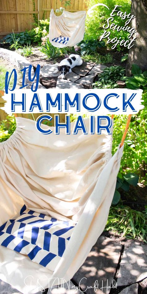 Dive into relaxation with this DIY fabric hammock chair! Using just a few simple materials like fabric, rope, and a sturdy wooden dowel, you can create your own hammock chair that's both affordable and customizable. Plus, its compact design allows it to be hung from a porch, tree, or even indoors, making it a versatile addition to any home. With step-by-step instructions and helpful tips, this tutorial makes it easy to construct your own comfortable retreat. Diy Hammock Chair, Porch Tree, Cozy Hammock, Diy Swing, Planter Cover, Fabric Rope, Diy Hammock, Fabric Storage Cubes, Diy Outdoor Decor